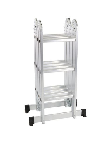 ESCALERA ALUMINIO ARTICULADA 3X4 PLATAFORMA MADER