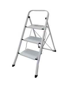 ESCALERA DOMESTICA ACERO 3 PELDAÑOS MADER