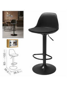 TABURETE BAR C/ RESPALDO NEGRO 38.5X39.5X83-1CM