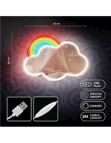 ESPEJO DECORATIVO CON NEON LED CLOUD MULTICOLOR FOREVER
