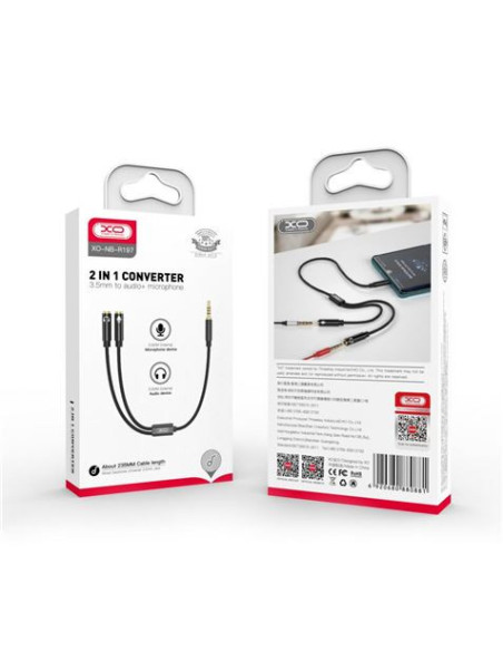 CABLE NBR197 MINI JACK A 2 MINI JACK HEMBRAS AUDIO + MICROFONO XO