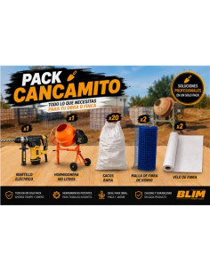 PACK HORMIGONERA + MARTILLO 6J + 20 BOLSAS ESCOMBRO + 2 MALLAS + 2 VELOS