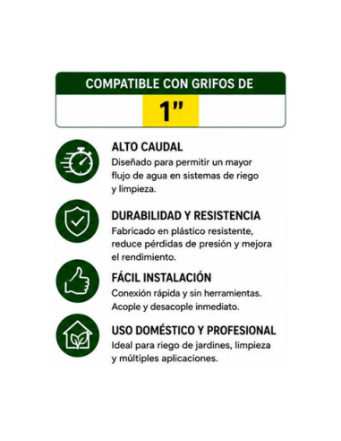 CONECTOR RAPIDO ALTO CAUDAL PARA MANGUERA 1\" SUNGARDEN