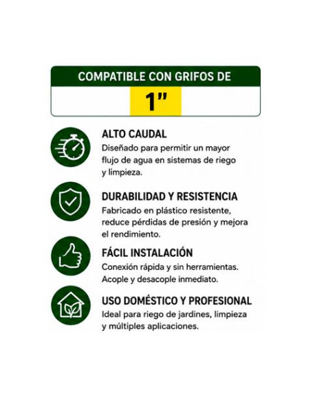 CONECTOR RAPIDO ALTO CAUDAL PARA MANGUERA 1\" SUNGARDEN