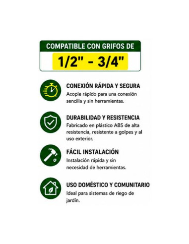 ADAPTADOR DE GRIFO 1/2\" - 3/4\" PARA RIEGO SUNGARDEN